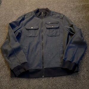 Rock & Republic Jacket Mens Small Gray Full Zip Cotton Blend Lightweight Pocket